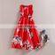 2015 summer new slim short sleeve modest round neck with floral print red wedding dress