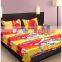 Yellow & red cartoon double bedsheet with 2 pillow covers