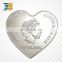 heart shape silver plating custom metal souvenir coin