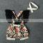 Wholesale New Arrival Black Lace Cross Back Floral Pattern Beautiful Baby Girl Romper