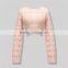 Hot Selling Sexy Perspective Round Neck Bandage Dress 3 Colors Top