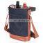 Reusable Custom Blue Denim Cooler Bag Luxury Picnic Leather Bottle 2 Pc Wine Carrier