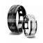 Luxury Men's Jewelry Accessories 8mm Silvery Brushed Wedding Rings Stainless Steel Bevel Cut Ring