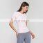Custom Private Label Fitness Gym Ribbed Soft Short Sleeve Slim Fit T-Shirt Round Neck Workout Running Yoga Sports Wear For Women