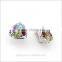 925 Sterling Silver 2.5CT Genuine Mix Gems Clip Earring 2015 Newest Style colorful Earring