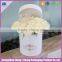 White keepsake paperboard round flower hat box with hands