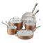 High Quality Copper Triply Aluminum Non-stick Pressed Cookware Set Fry Pan Saucepan Milk Stock Cooking Pasta Noodle Pot Set