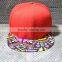 Wholesale Custom Embroidered Caps, Snapback Embroidery Caps,Floral brim 5 panel cap