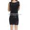 Women new sexy fashion black dress bodycon laser cut pattern dress