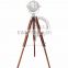 AUTHENTIC MODEL TRIPOD LAMP - NAUTICAL SPOTLIGHT SEARCHLIGHT WITH WOODEN STAND