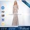 Sexy Backless Hole Waist Illusion Beaded Mermaid Muslim Long Sleeve Chiffon Maxi Dress
