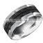 Custom men women's inlay CZ wedding engagement band titanium carbon fiber band ring