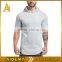 Customize Cotton Spandex Mens Short Sleeve Pullover Hoodie Black Plain Gym Hoodie with Slightly Side Splits