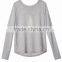 women clothing wholesale custom blouses t shirt trendy casual girls plain long sleeve t shirts grey