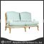 Rattan back American rustic solid wood furniture/flax soft bag cloth art Personalized scutiform back /2seater sofa chair