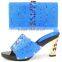 Ladies stone design handbags mix high-heeled shoes african shoes and bag set for women