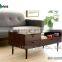 Home furniture tempered glass round wooden modern coffee table
