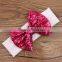 wholesale baby stretch hair headband blue fancy sequin bowknot Headband For Girls Headband Pretty Princess Hair Hands