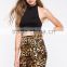 2015 new fashion Sophisticated Leopard Zipped Skirt for ladies 51030#
