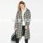 woman fashion Houndstooth print long sleeve Lapel long coats and jackets
