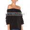 summer women black off shoulder design blouse 2016