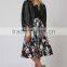 Hot Sale Women Floral Print Satin Pleated Skirts Maxi Cutout Empire Waist Fashion Skirts