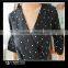 Wholesale Ladies Short Sleeve V Neck Dot Print Blouse