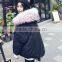 B22687A Korea fashion pink big fur collar long down jacket
