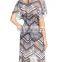 C84 Loose Fit Flutter Sleeves Cover-Up Tunic Printed Chiffon Beach Kaftan
