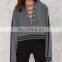 Oversized Adjustable Lace-up Closure Detail Cropped Hooded