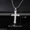 Latest design miro pave clear crystal cross stainless steel pendant necklace