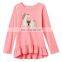 Hot Sale Cute Girl Dresses, One piece Girls 4- 8 Long Sleeve Ruffled High-Low Tee