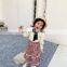 Autumn New Girl Super Western Style Three-piece Korean Little Girl Knitted Top + Lace Vest + Floral Half Skirt