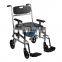 Aluminum Deluxe height adjustable armrest stable Transport padded commode shower wheelchair