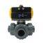 valve pneumatic three way control triple union plastic 3 way pvc pneumatic ball valve for water air