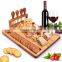 Bamboo Cheese Board Meat Charcuterie Platter Serving Tray with 4 Tableware Stainless Steel Knife
