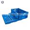 Plastic Opaque Porous Blue Basket Collapsible Storage Folding Crate Stackable Plastic Turnover Basket