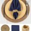 Most Popular Round Shaped Grass Rattan Table Mat Natural Napkin Ring And Blue Colored Table Napkin Cloth Collections For Wedding Table Decoration