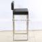 Modern stainless steel metal frame leather bar chair