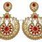 Indian Antique Gold Plated Earrings With Tikka For Girls, Women