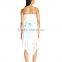 new trendy glamorous women dress chiffon layered Hi-Lo sexy strapless ribbion waistband above knee prom dresses