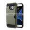 2016 new generation brushed metal hybrid smart case for Samsung Galaxy S7 shockproof phone cover with credit card slot