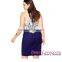 Wholesale New Design Women Pretty Blue Sexy Plus Size Pencil Dress With Crochet Bodice