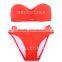 The Mystery of Elastic Straps - RELLECIGA Reddish Orange Strappy Push-Up Bandeau Top Wholesale Swimwear Bikini