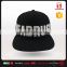 2016 Black Design with 3D Logo Embroidery Cotton Cap/ Snapback Headwear