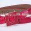 new korea style ladies and women double diamond buckle patent leather slim waist belt for decoration