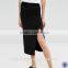 latest skirt design pictures high rise waist thigh high split jersey midi skirt