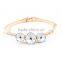 Charming Alloy Silver Gold Plated High Polished Bangle Jewelry Big Three Clean Beads Different Size Piercing Beads Thin Bracelet