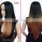 Mixed grey/black/blonde straight wig synthetic long 3/4 ombre wig