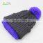 Custom Contrast Color 100 Acrylic Slouchy Knitted Beanie Hat Wholesale Blank Beanies With Top Ball